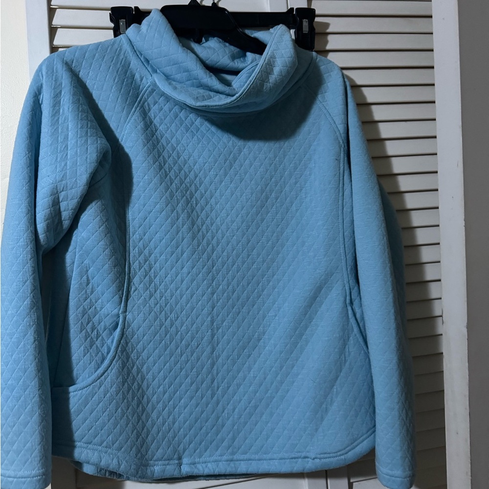 NWOT Blue Textured Cowl Neck Sweater